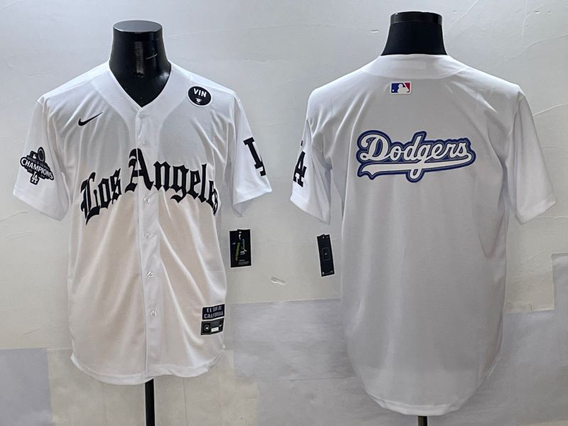 Men Los Angeles Dodgers Blank White Five generations Joint Name 2025 Nike MLB Jersey style 56->los angeles dodgers->MLB Jersey